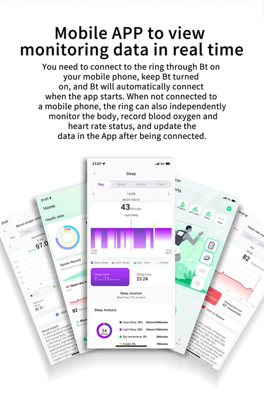 Smart Ring FOR Huawei Xiaomi Heart Sports Ring Black Technology Sleep Monitoring Xiaomi Bluetooth Suitable for ios/Android