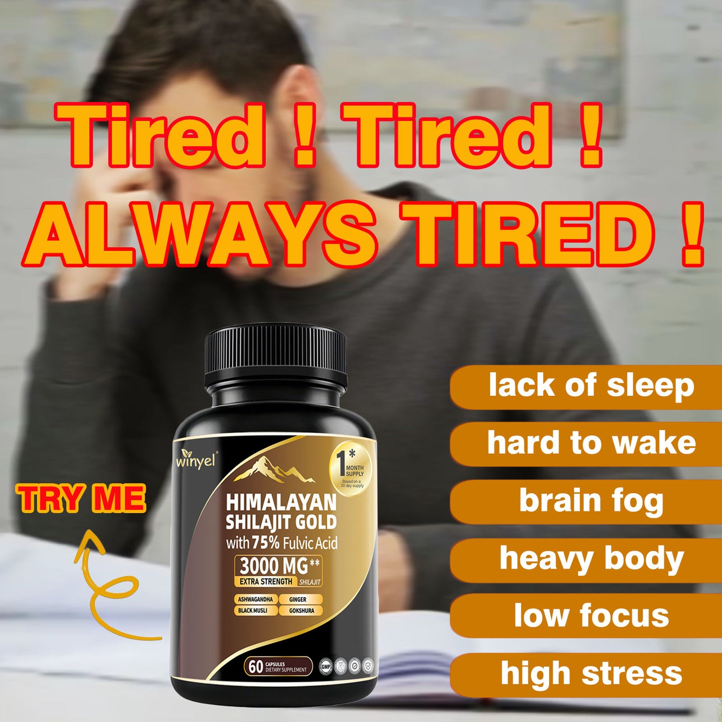 High Potency Gold Grade Himalayan Shilajit Supplements, 60 Capsules For Women And Men