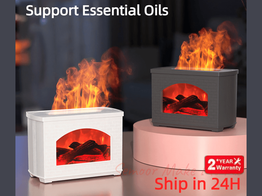 New Simulated Fireplace Air Humidifier Flame Effect Aroma Oil Diffuser