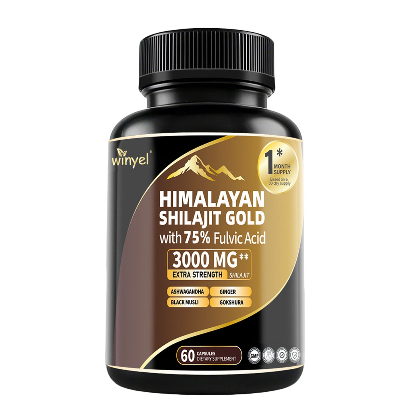 High Potency Gold Grade Himalayan Shilajit Supplements, 60 Capsules For Women And Men