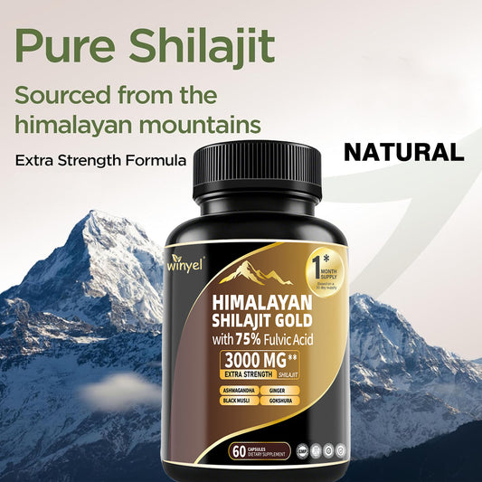 High Potency Gold Grade Himalayan Shilajit Supplements, 60 Capsules For Women And Men