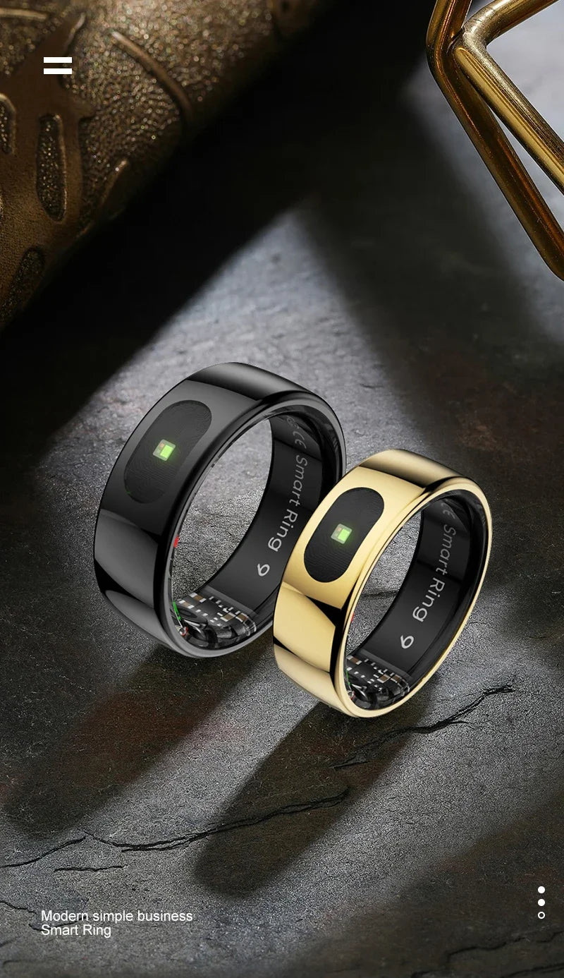 Smart Ring Health and Sleep Tracker Heart Rate Blood Oxygen Monitor Body Temperature Music/Video/Camera Control 5ATM Waterproof