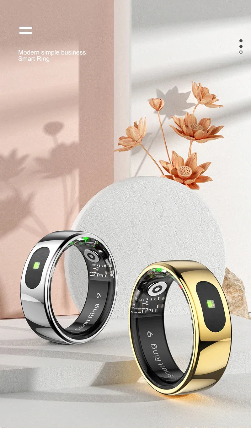 Smart Ring Health and Sleep Tracker Heart Rate Blood Oxygen Monitor Body Temperature Music/Video/Camera Control 5ATM Waterproof