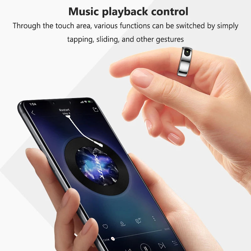 Smart Ring Health and Sleep Tracker Heart Rate Blood Oxygen Monitor Body Temperature Music/Video/Camera Control 5ATM Waterproof