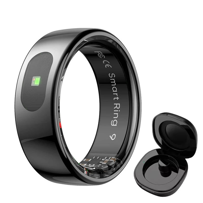 Smart Ring Health and Sleep Tracker Heart Rate Blood Oxygen Monitor Body Temperature Music/Video/Camera Control 5ATM Waterproof