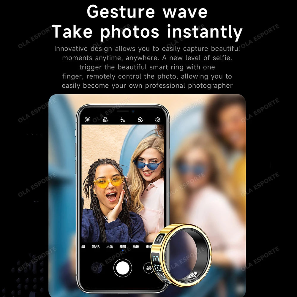 Smart Ring with Display Screen and Touch, Health Manager, Gesture Swipe Video, 5 ATM Waterproof For Men Women Smartring 2025 New
