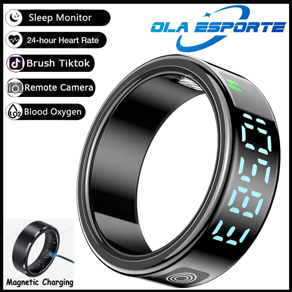 Smart Ring with Display Screen and Touch, Health Manager, Gesture Swipe Video, 5 ATM Waterproof For Men Women Smartring 2025 New
