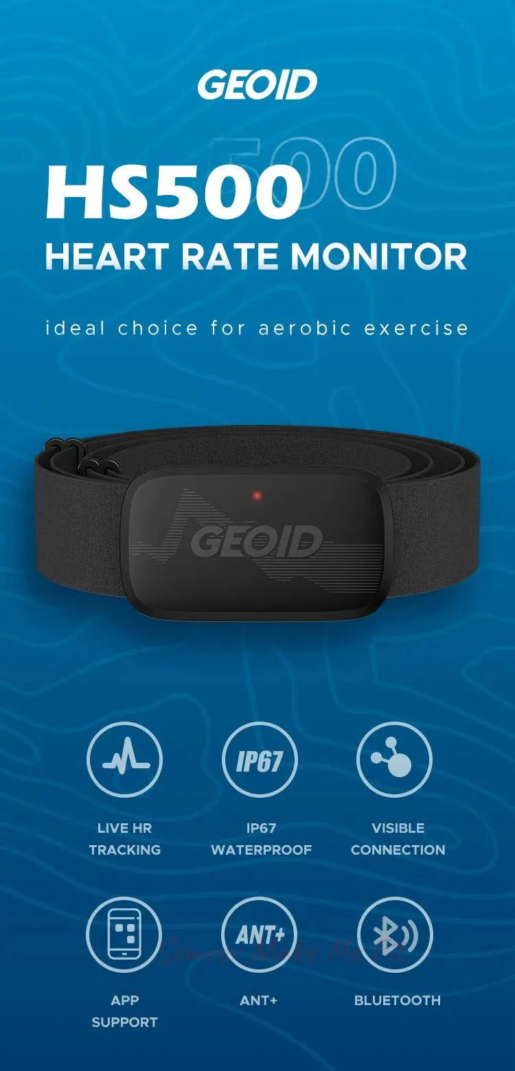 GEOID HS500 Heart Rate Monitor Fitness Equipment Ant Bluetooth Heart Rate Sensor with Chest Strap Tracking LED Light