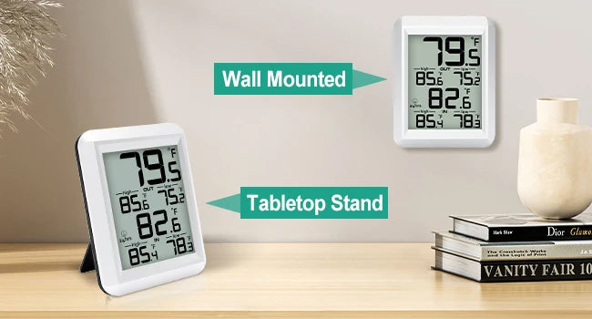 Smart Wireless  Digital Thermometer- Indoor/Outdoor Temp Monitor with Min/Max Records 100m Range Wall Mountable for  Home Office