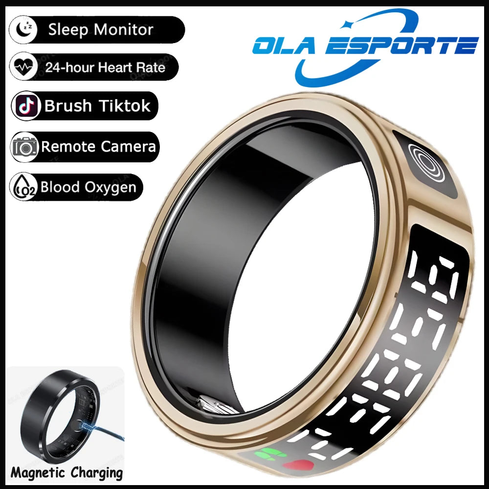 Smart Ring with Display Screen and Touch, Health Manager, Gesture Swipe Video, 5 ATM Waterproof For Men Women Smartring 2025 New