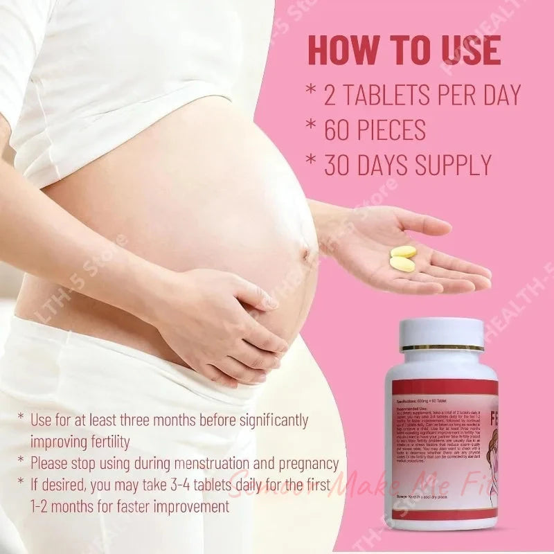 Fertility Tablets for Women, Female Prenatal Vitamin Supplements, Support Ovulation & Conception, 60 Count Daily Routine