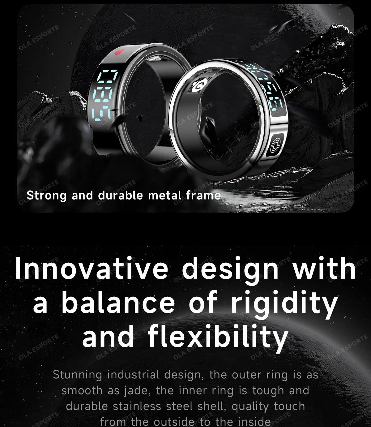 Smart Ring with Display Screen and Touch, Health Manager, Gesture Swipe Video, 5 ATM Waterproof For Men Women Smartring 2025 New