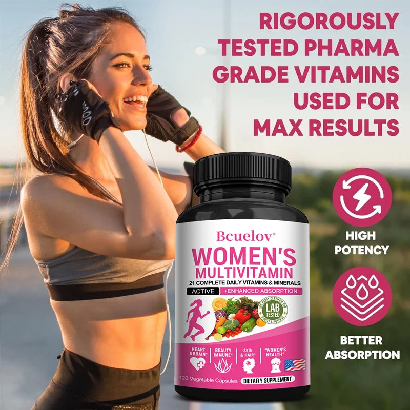 Women's Multivitamin Supplement Capsules - for Joints, Hair, Skin, Nails, Brain, Heart, Digestive and Immune Health