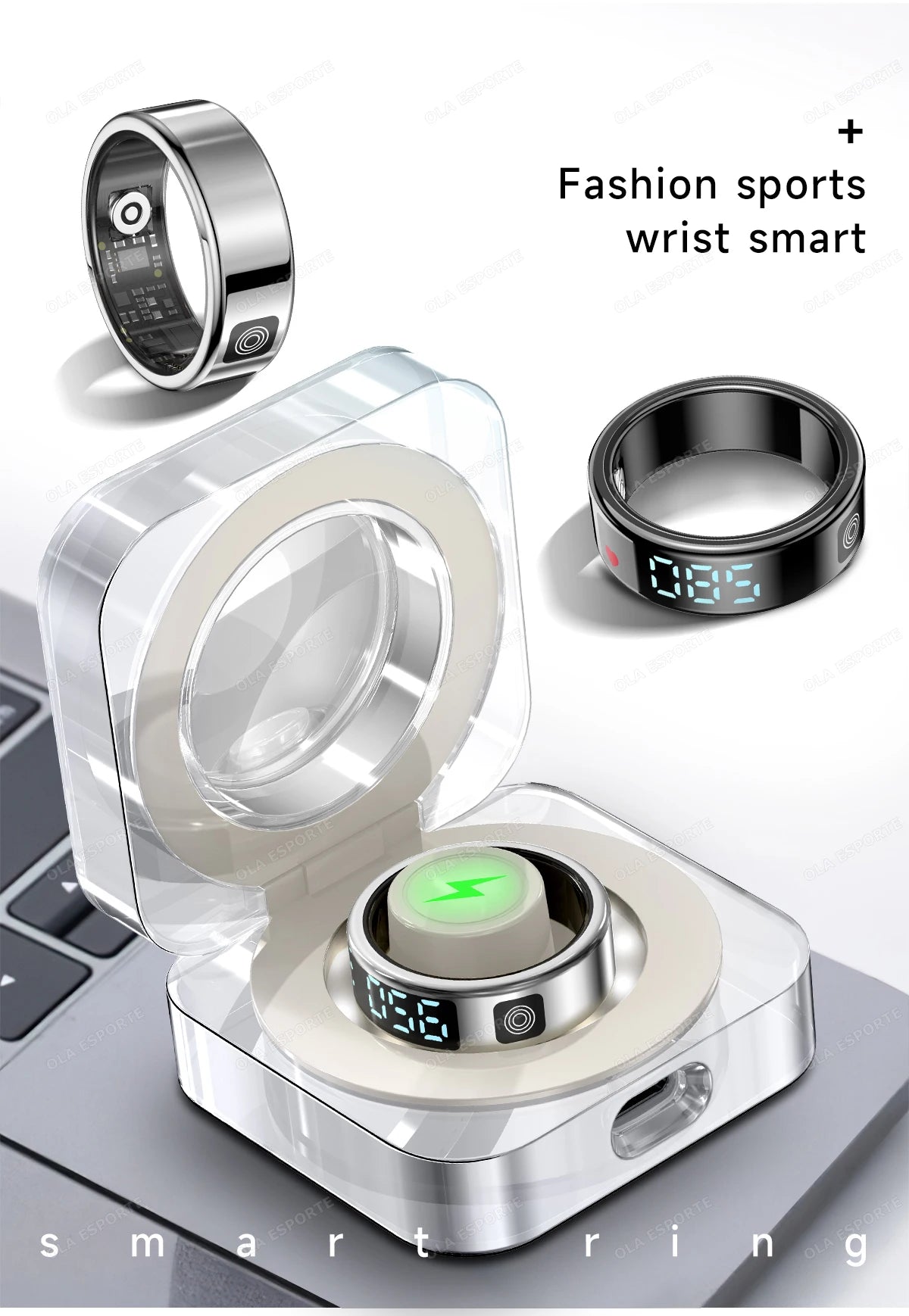 Smart Ring with Display Screen and Touch, Health Manager, Gesture Swipe Video, 5 ATM Waterproof For Men Women Smartring 2025 New