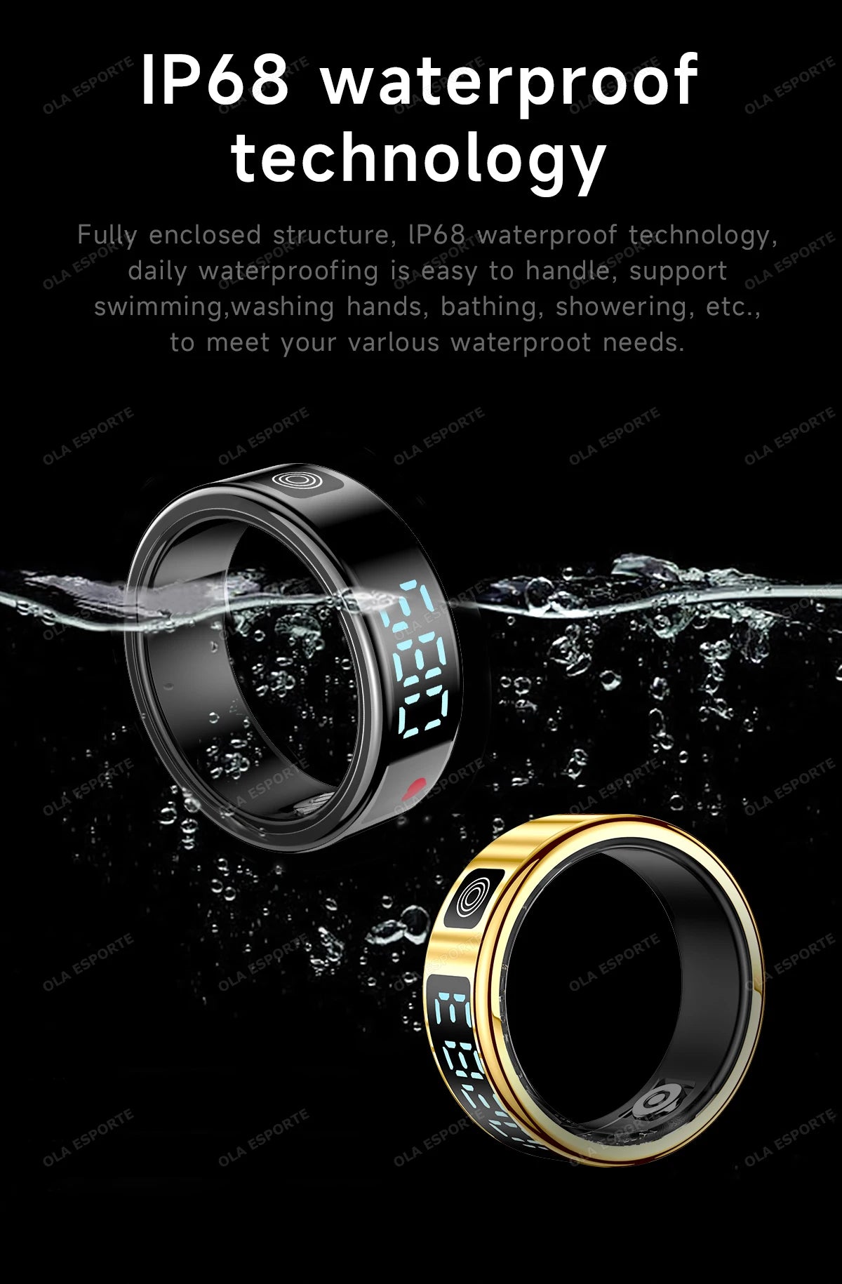 Smart Ring with Display Screen and Touch, Health Manager, Gesture Swipe Video, 5 ATM Waterproof For Men Women Smartring 2025 New