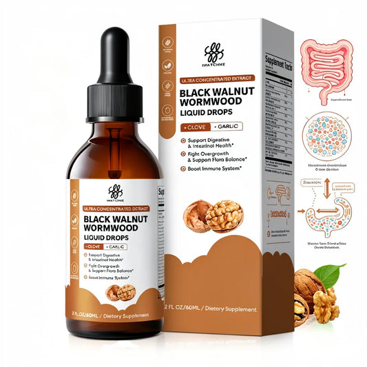 Organic Black Walnut Drop with Wormwood Clove & Garlic, Herbal Supplement for Gut Cleanse Detox and Digestive Well-Being