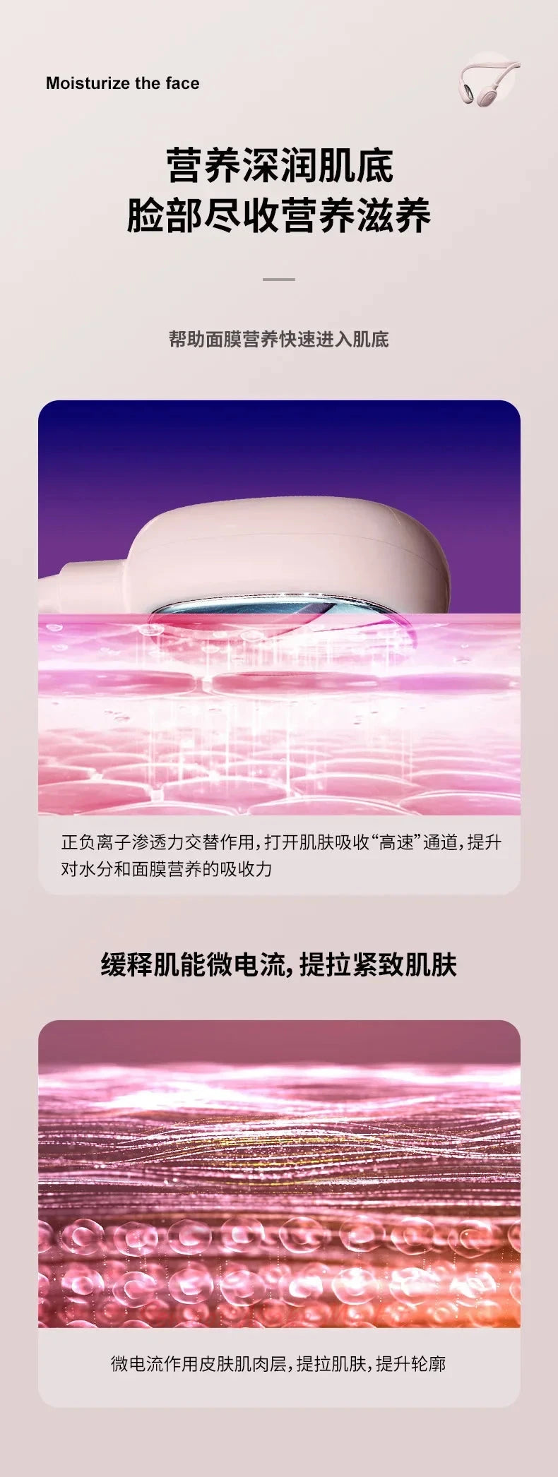 Electronic mask micro-current intelligent lift beauty essence introduction skin rejuvenation and whitening household pulse