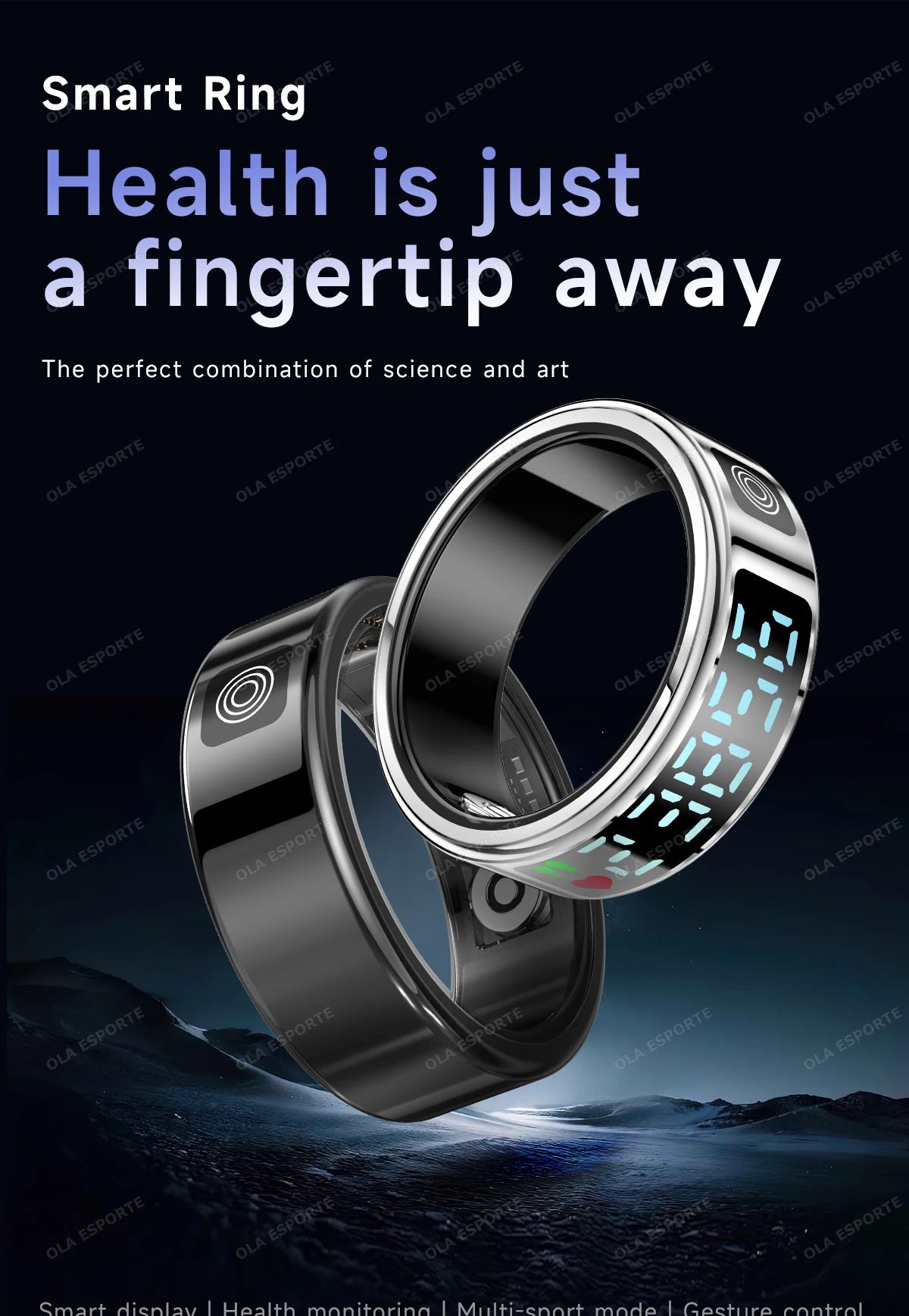 Smart Ring with Display Screen and Touch, Health Manager, Gesture Swipe Video, 5 ATM Waterproof For Men Women Smartring 2025 New