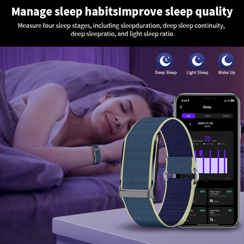 Smart Health Wristband, Wearable Activity Fitness Tracker Multi-Sport Mode All-Day Automatic Continuous Monitoring Health Data