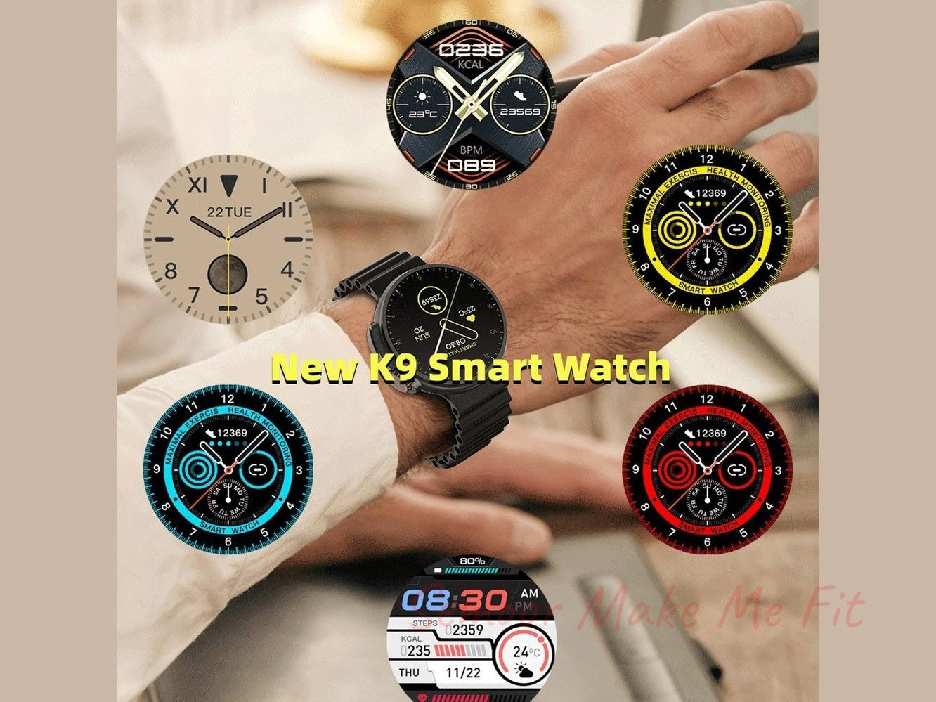 New K9 Smart Watch 1.39 Round Screen Encoder True Screw Clip Wireless Charging NFC Offline And Payment Function